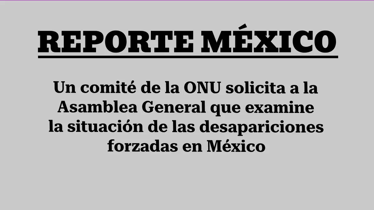 México: Un comité de la ONU solicita a la Asamblea General que examine la situación de las desapariciones forzadas
